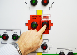 shear ram button on BOP facia control panel