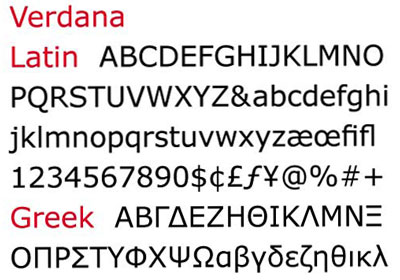 Verdana font